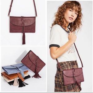Free People Brown Faux Leather Francesca Envelope Crossbody w/ Removable Strap